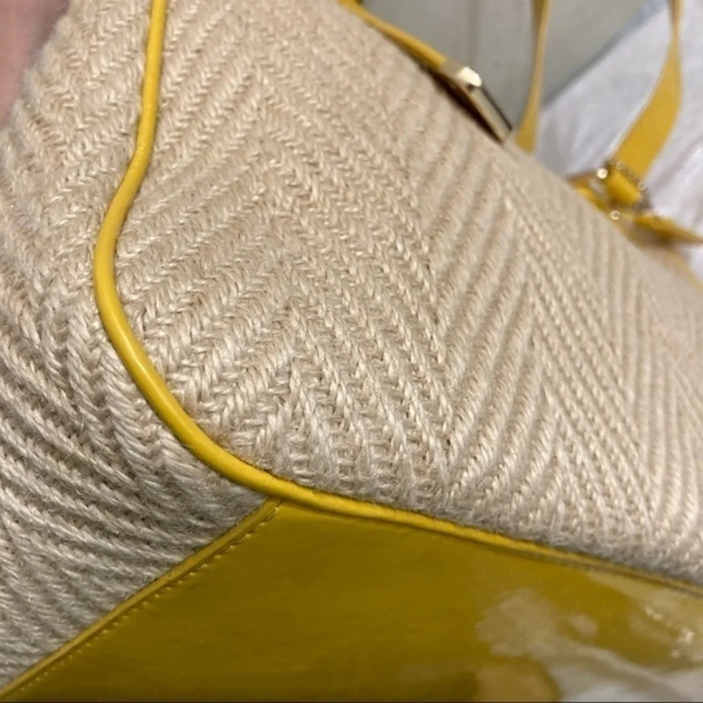 Cole haan wicker and yellow Jersey sea eat west tote nwt - Picture 7 of 13